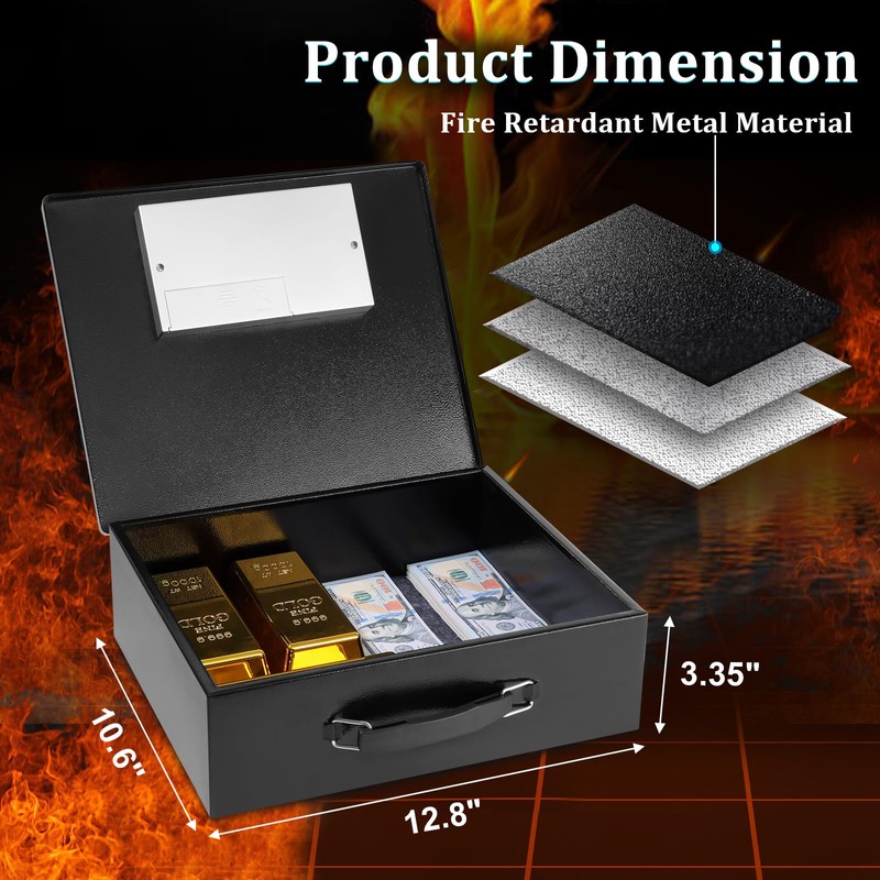 Dalmbox Portable Metal Safe Box with Digital Code Lock,Fire Resistant