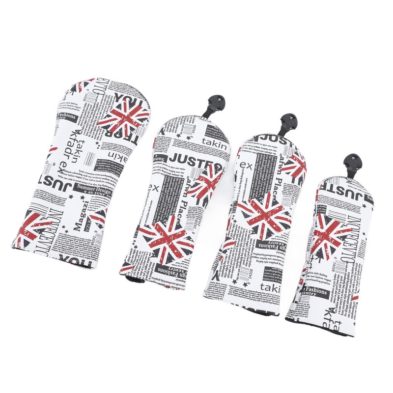 4Pcs UK Flag Print Golf Club Head Cover PU Golf