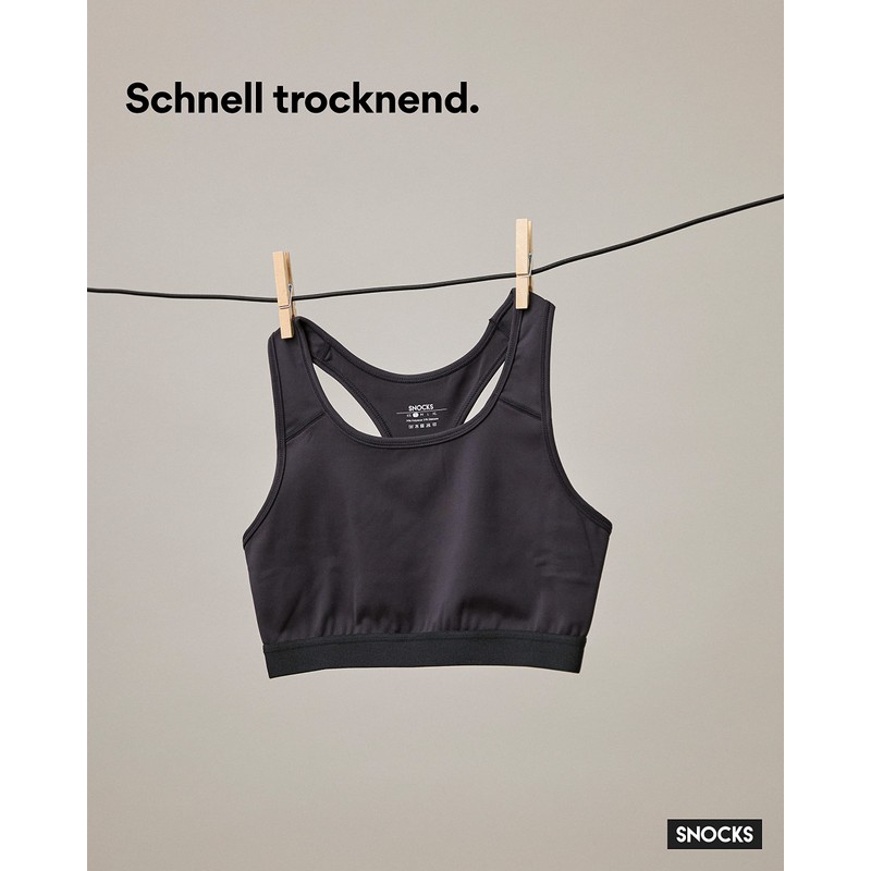 Snocks Women's Recycled Polyester Sports Bra Black Size XS-XL Medium