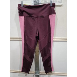 Tangerine Women's High Waist Tummy Control Active Rib Trim Capri Leggings