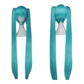 Lucky Day Peluca Verde Azulado Hatsune Miku Coletas Desmontables 1.3m
