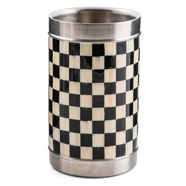 MACKENZIE-CHILDS Wine Bottle Cooler, Champagne and Wine Ice Bucket, Black-and-White Courtly Check