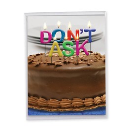 NobleWorks Jumbo Funny Birthday Greeting Card 8.5 x 11 Inch with Envelope (1 Pack) Large Bday Don't Ask Bday Candles J9956
