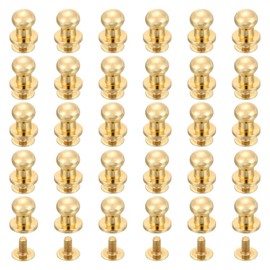 QUARKZMAN 30 pieces 6 mm Chicago screws book screws set, round head buttons, leather craft, screw rivets, post closure for DIY decoration, handbag, shoes, belt repair, light gold