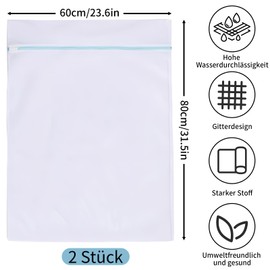 Huotflame Waschmaschine Wäschesack 2 Stück - XXL Wäschenetz Feinmaschig für Vorhänge & Mäntel, Reißfestes 80x60cm Wäschebeutel Set - Schützende Wäschesäcke für Waschmaschine Reise & Haushalt