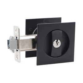 HOCONNIE Invisible Recessed Handle Door Handle Sets Pocket Door Lock with Key Handle for Door Lock 66 mm Black