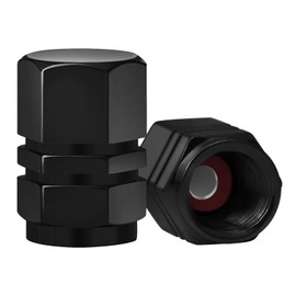 SAVITA 8 Packs Aluminum Tire Valve Stem Caps with Gasket Universal Hexagon Valve Covers Replacement for Cars, SUV, Bike, Motorcycles | Heavy-Duty, Airproof Seal | Screw-On, Easy-Grip (Black)