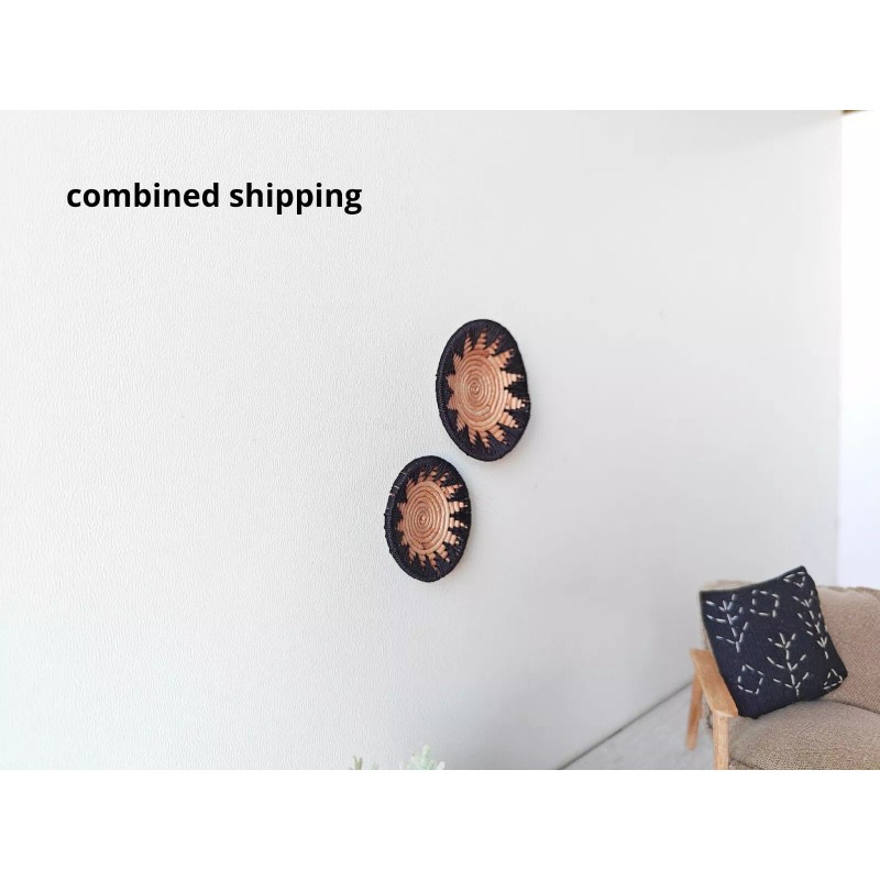 VictoryWickerDecor 1:12 dollhouse miniature boho black wall decor set of