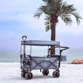 efunmodern Collapsible Wagon cart with Removable Canopy, Large All Terrain Wheels, Brake US