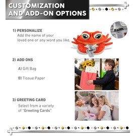 DolliBu Red Crab Stuffed Animal with Silver Cross and Personalization - Religious Crab Plush Baptism Gifts, Dedication Christening Gifts Plush Prayer Toy Healing Teddy Bear - 10 Inches