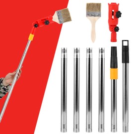Multi-Angle Paint Brush Extender Extension Pole, 1.7m Telescopic Extension Pole Set with Swivel Bracket, Paint Brush Handle fits Most Rollers Brush Scrapers for High Ceiling& Hard-to-Reach Areas