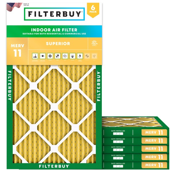 Filterbuy 10x30x1 Air Filter MERV 11 Allergen Defense (6-Pack), Pleated