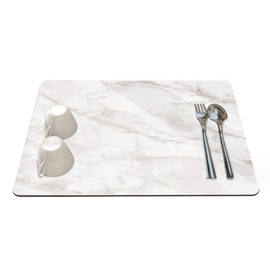 Stone Drying Mat for Kitchen Counter, Quick Drying Diatomaceous Earth Stone Mat, Ultra Absorbent Dish Drying Pad, Heat Resistant Non-Slip Mat Rack Tableware Mat (15.7x11.7 Inch, White Marble)