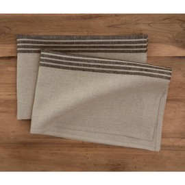 Solino Home Linen Kitchen Towels Set of 2 – Black and Natural 17 x 26 Inch – 100% Pure Linen Farmhouse Kitchen/Tea Towels– Machine Washable and Handcrafted from European Flax