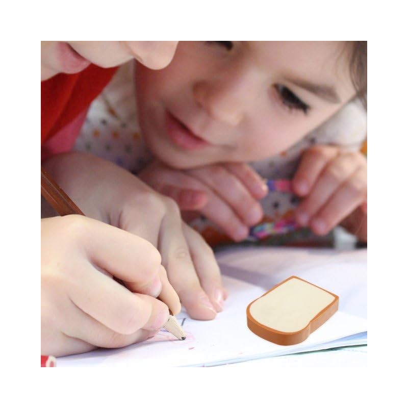 4 Pcs Kawaii Toast Bread Eraser Cute Pencil Eraser Stationery
