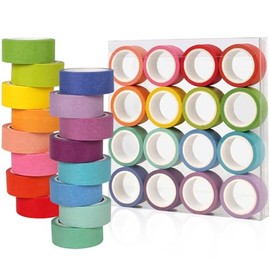 Phinus Conjunto de Cintas Washi, Paquete de 16 Cintas Decorativas, Multicolor, 15mm x 5m, Reutilizable, Ideal para Envolver Regalos, Llevar Diario, Manualidades, Decoración