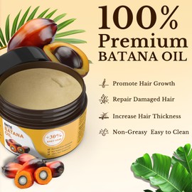 Raw Batana Oil for Hair Growth, 100% Organic Batana Oil Paste - Unrefined from Honduras for Prevents Hair Loss, Increase Thickness and Strengthen Hair, Non-Greasy Suitable for Women ＆ Men, 4.2 Oz