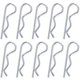 10 Pack R Clips, 5/32 x 2-15/16 Inch (M4×75mm) Spring Steel Zinc Plated – Hair Pin Clips, Cotter Pin, Hitch Pin for Farm, Mower, Trailer, RC Toy