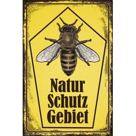 Weatherproof, sturdy garden sign for outdoor use, information sign: nature reserve, aluminium dibond sign, weatherproof 30 x 20 cm (bee)