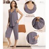 NACHILA Womens Pajamas-Viscose Made from Bamboo, Sleeveless Sleepwear Ribbed Tank