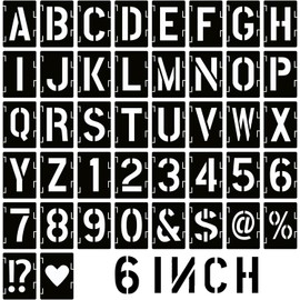 6 Inch Letter and Number Stencils,Letters and Numbers Stencil Kit,42 Pcs Reusable Alphabet Templates Interlocking Stencil Kit for Painting on Wood,Wall,Fabric,Rock,Sign,DIY Art Projects (6INCH/42PCS)
