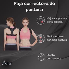 Dister Faja Correctora de Postura para Espalda | Soporte Lumbar y Dorsal con Ajuste Ergonómico | Disponible en 2 Tallas ajustables | Ideal para Hombres y Mujeres | Mejora Postura y Alivia Dolor (Large/XLarge)