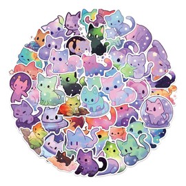 ZMDMAH Pack of 50 Cat Stickers, Cute Cat Stickers, Large Stickers, Waterproof Vinyl Stickers, Decals for Bicycle, Motorcycle, Graffiti, Skateboard, Laptop, Computer, Luggage, Boys and Girls