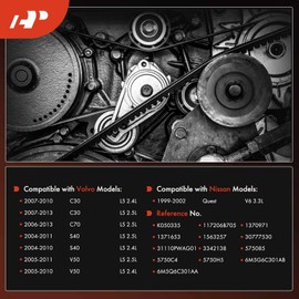 A-Premium Engine Serpentine Drive Belt Compatible with Nissan Quest 1999-2002 & Volvo C30 2007-2013, C70 2006-2013, S40 2004-2011, V50 2005-2011, 2.4L 2.5L