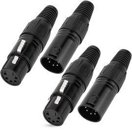 RUNCCI-YUN Pack of 4 5-pin XLR male and female XLR connectors, microphone cable connector, microphone audio jack, XLR solder connection, XLR mounting socket, for microphone speakers