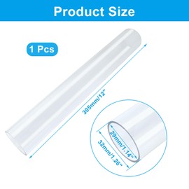 Piutouyar Round Clear Rigid Tubing Pipe,1.61 Inch (41 mm) ID x 1.77 Inch (45 mm) OD x 12 Inch (305 mm) Length Rigid Tubing Plastic Polycarbonate Tube