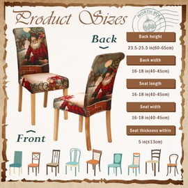 FuWeave 6 Pcs Christmas Dining Chair Covers Removable Washable Stretch Christmas Chair Covers with Santa Claus Elk Snowman Chair Protector Slipcovers for Xmas Kitchen Holiday Party Home Decor