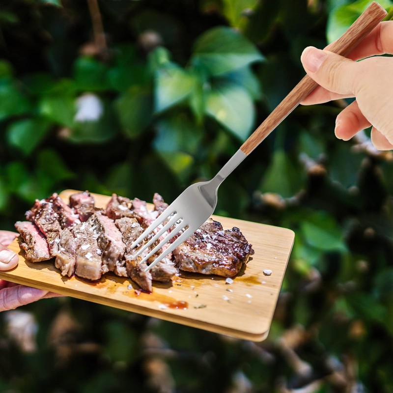 Kichvoe Stainless Steel Steak Fork Handle Kitchen Utensil for BBQ