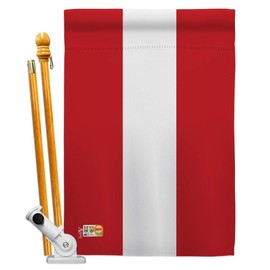 Americana Home & Garden HS140017-BO Austria World Nationality Decorative Vertical, House Flag Set 28"x 40" w/Flagpole, Multi-Color