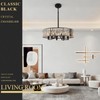 Black Crystal Chandelier for Dining Room, 6-Light Modern Semi Flush