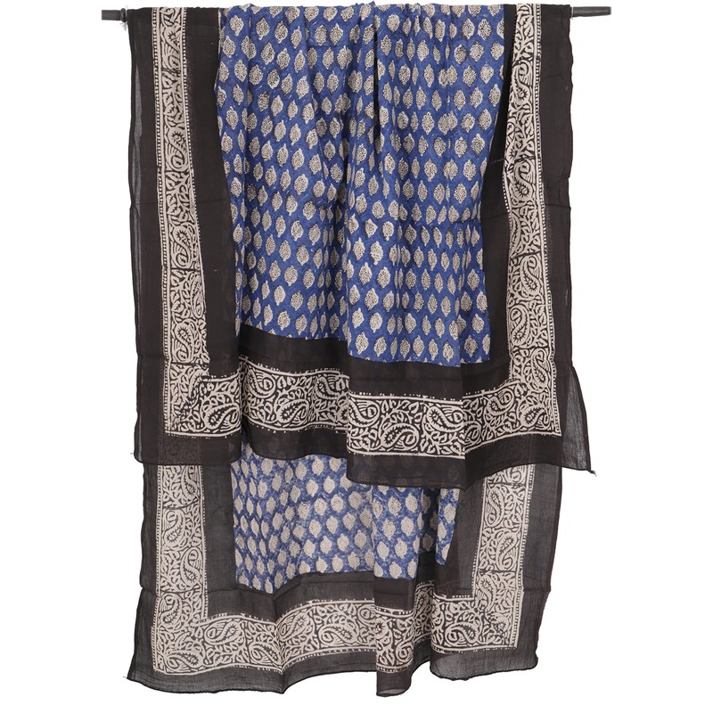 GURU SHOP Lightweight Pareo, Sarong, Hand Printed Cotton Cloth, Men/Women,