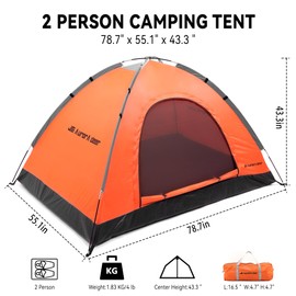2 Person Camping Tent 4 Person Tents for Camping Windproof Tents for Camping Hiking Backpacking Traveling 2/3/4 Family People Tents for Camping Portable Tent with Carry Bag