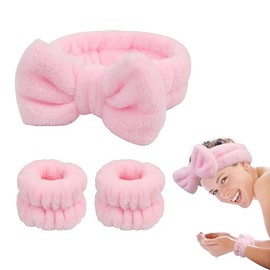 Face Wash Headband & Wrist Bands 3 Pack - Soft Fleece Spa Headbands for Face Washing & Makeup:_05