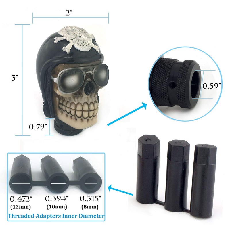Thruifo Skull Handle Shifter Knob, Pilot Skeleton Style MT Car