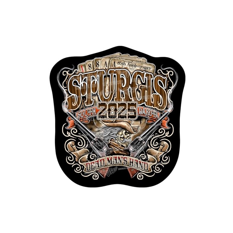 Sticker 2025 Sturgis Motorcycle Rally Dead Man's Hand (4")