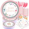 Floral Pink Baby Shower Paper Plate, Baby Shower Plates Cups