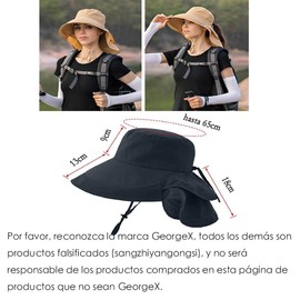 GeorgeX Sombreros del Sol para Mujer, Sombrero para el Sol con ala Ancha y Cola de Caballo, Sombrero para el Sol Plegable con Cordón para el Viento (Caqui)