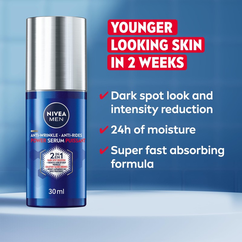 NIVEA Men Anti-Wrinkle 2in1 Power Serum, Dark Spot Solution 30ml