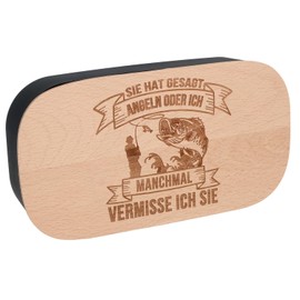 Spruchreif Lunch Box with Engraved Breakfast Board, Plastic Lunch Box, Outdoor Breakfast, Gift Fishing, Fishing Gifts