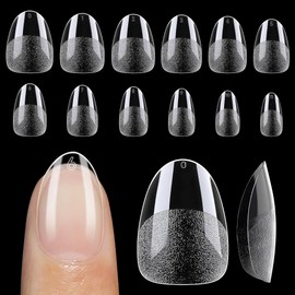 UNA GELLA Extra Short Almond Nail Tips 12 Sizes Short Almond Gel Nail Tips 120Pcs Soft Gel Clear Full Cover Nails Tips Acrylic False Nails Press On Nails for Extensions DIY Salon