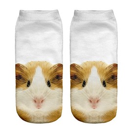 Women's Men's Girls Boys Socks Full Print Low Ankle Pug Dog Jogging Running Fitness Gym Sport Yoga Summer Funky Animal 3D Fashion Socks (UK 3-6, GUINEA PIG)