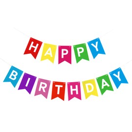 Imtively Happy Birthday Decorations,Rainbow Happy Birthday Banner Colorful Birthday Flag Bunting for Party Backdrop Decor. Happy Birthday sign Party Supplies for Women Kids Baby Shower Hanging Decor