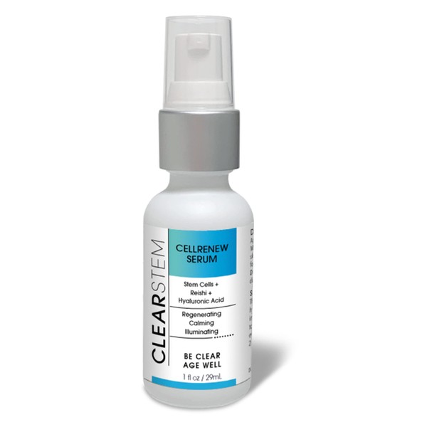 CLEARstem CELLRENEW Facial Serum with Stem Cells and Hyaluronic Acid, 1 Oz