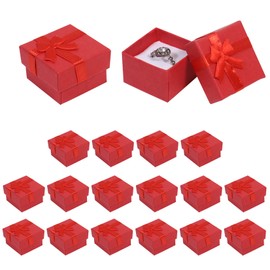 18 Pack Jewellery Ring Gift Boxes, 4 x 4 cm Gift Boxes Bulk for Jewellery, Ring Boxes with Lids and Bow-knot for Jewellery Rings Earrings(Red)
