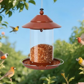EnjoyCool Metal Bird Feeder for Outdoors – 2.4LB Hanging Bird Feeder with 360-degree, Weatherproof & Rust-Resistant, Easy to Fill & Clean for Wild Bird Feeders in Backyard & Garden(Copper)