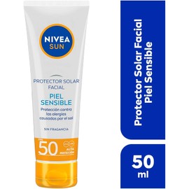 Protector Solar Facial Piel Sensible NIVEA SUN, Protección Contra Las Alergias Causadas Por El Sol, Fps50+ 50Ml